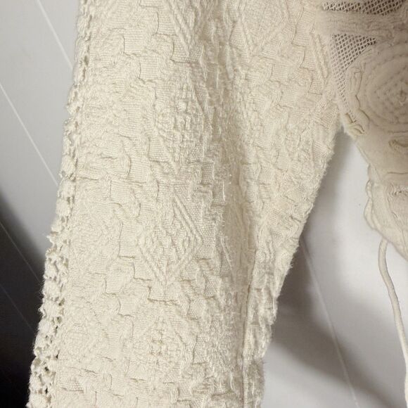 Free People Ivory Lace Crochet 3/4 Cropped Sleeve Jacket Size XS - Picture 8 of 11